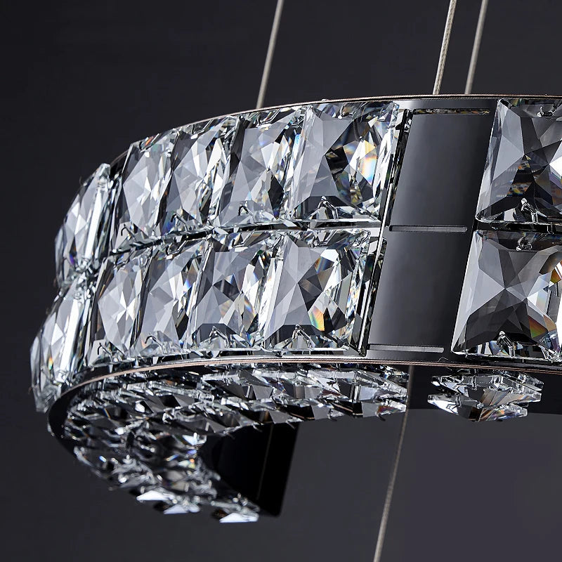 Aysha Black Crystal High Ceiling Entryway Light Fixture  Seus Lighting