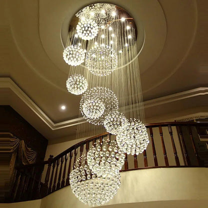 Ball Design Extra Large Crystal Chandelier for High Ceiling