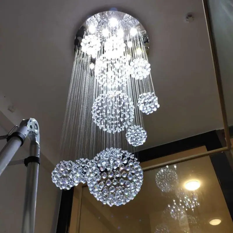 Ball Design Extra Large Crystal Chandelier for High Ceiling  Seus Lighting