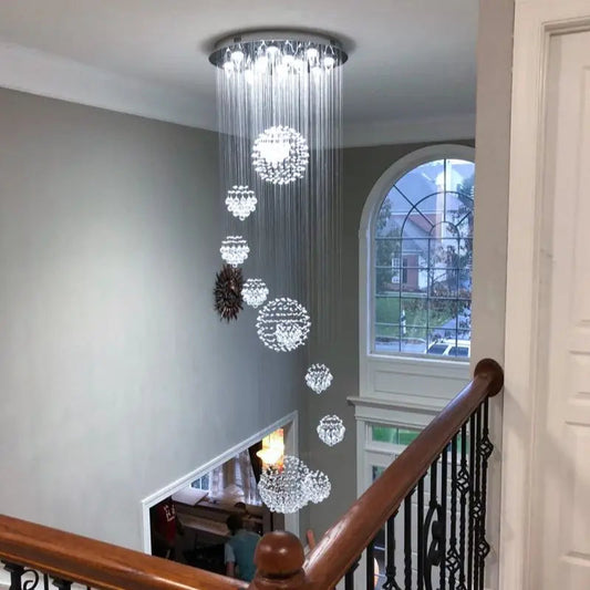 Ball Design Extra Large Crystal Chandelier for High Ceiling  Seus Lighting