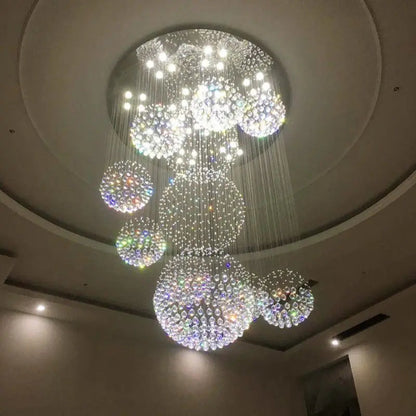 Ball Design Extra Large Crystal Chandelier for High Ceiling  Seus Lighting