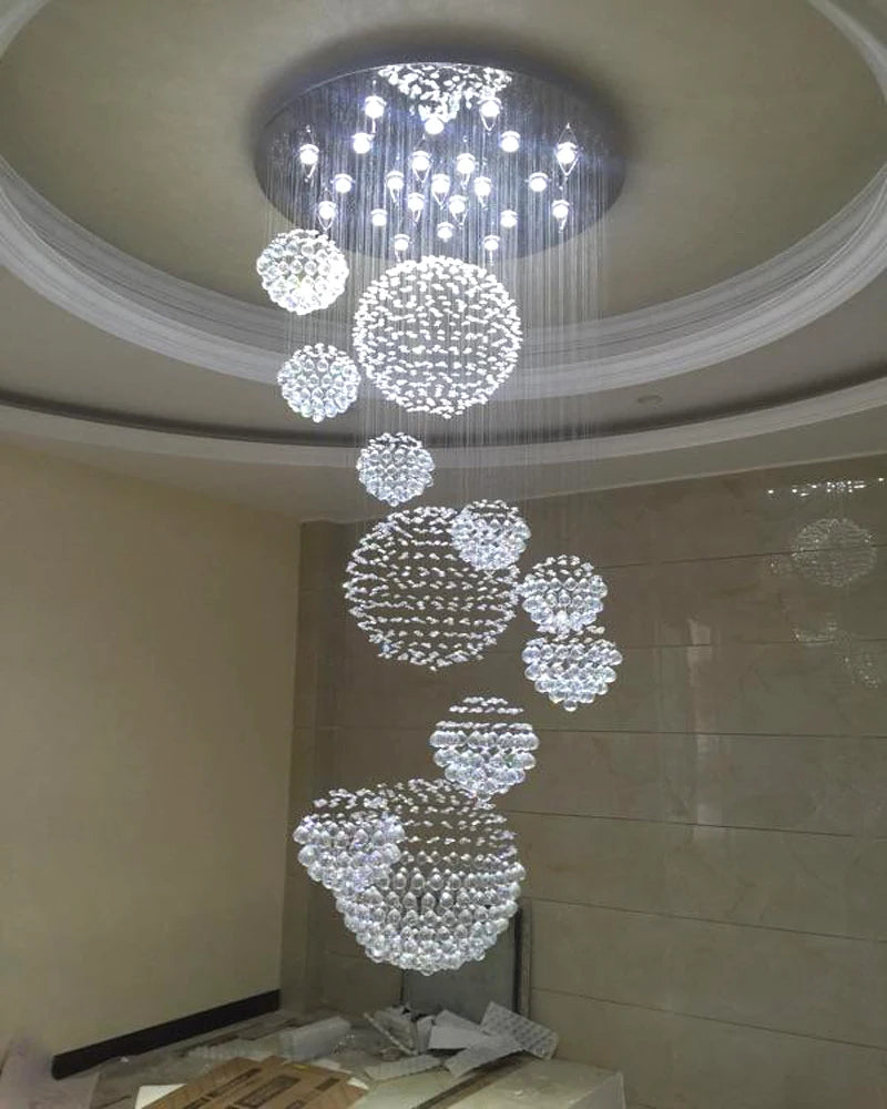 Ball Design Extra Large Crystal Chandelier for High Ceiling  Seus Lighting