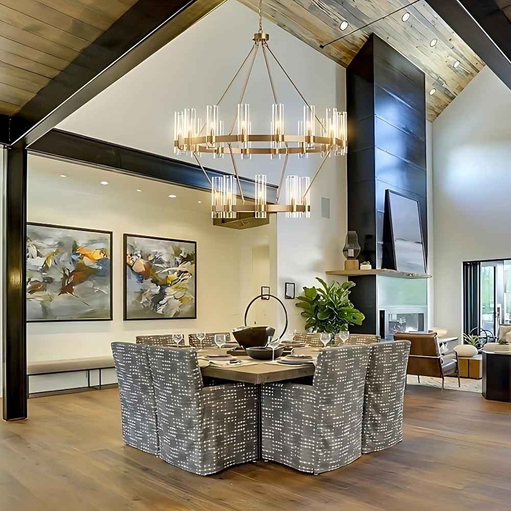 andwang Lumière Bicolor Twin Set Binna Double Wagon Wheel Chandelier – Seus Lighting