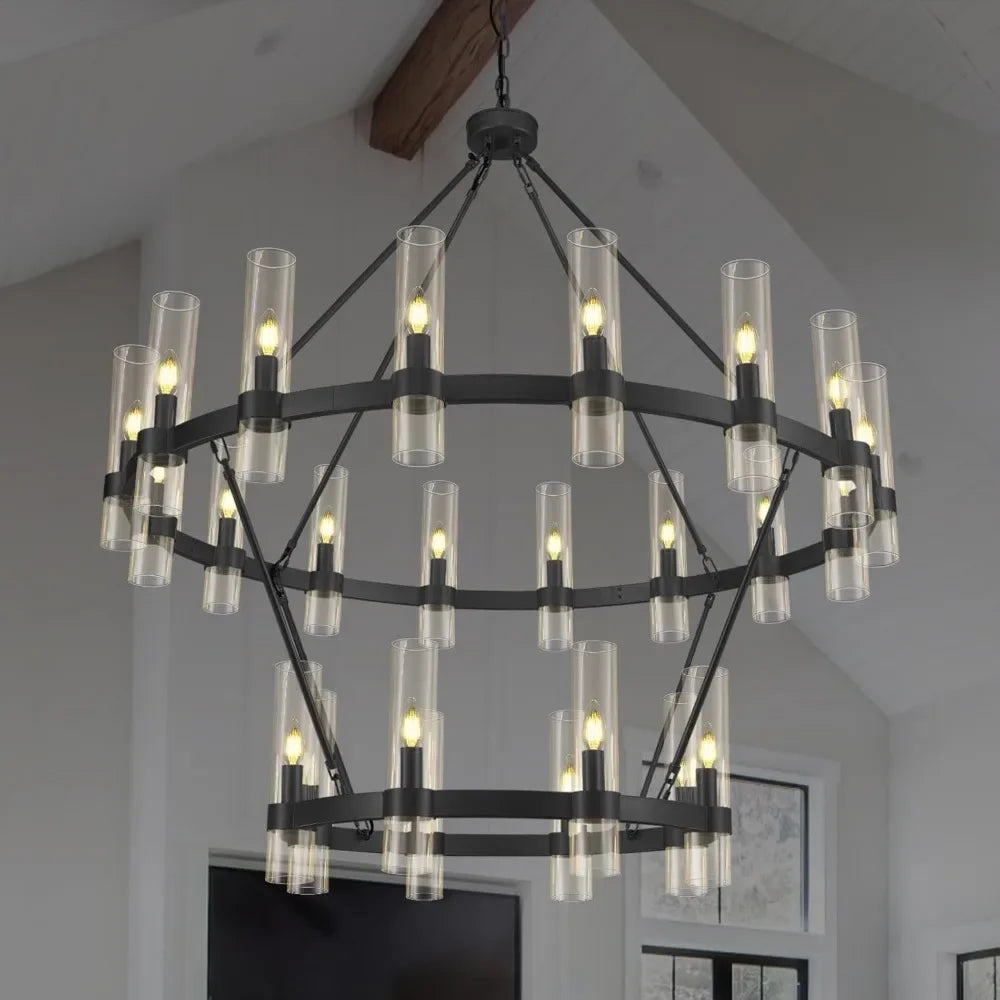Binna Double Wagon Wheel Chandelier  Seus Lighting