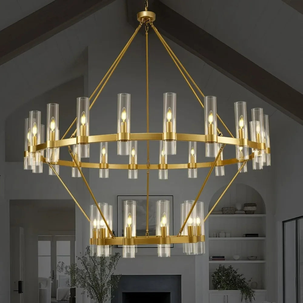 Binna Double Wagon Wheel Chandelier  Seus Lighting