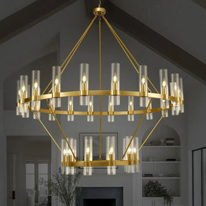 Binna Double Wagon Wheel Chandelier  Seus Lighting
