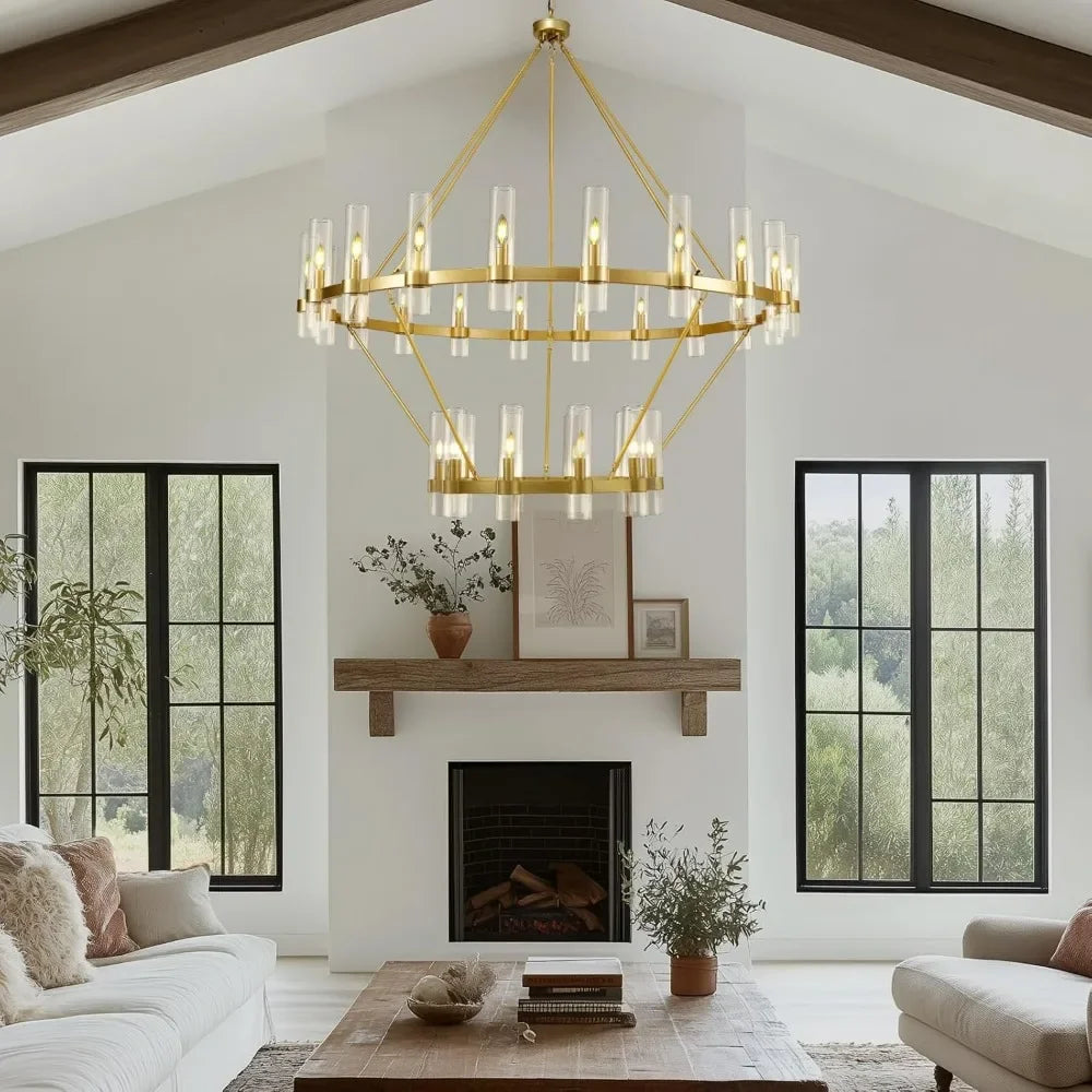 Binna Double Wagon Wheel Chandelier  Seus Lighting