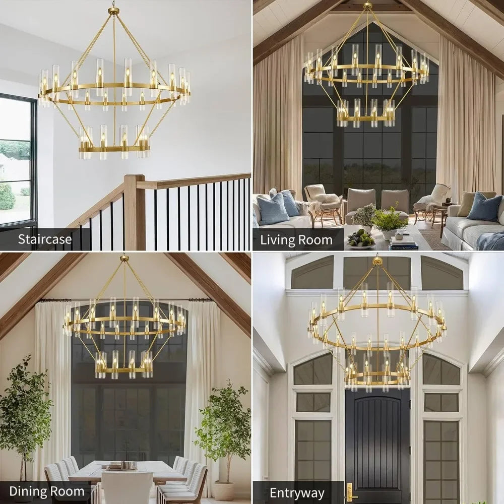 Binna Double Wagon Wheel Chandelier  Seus Lighting