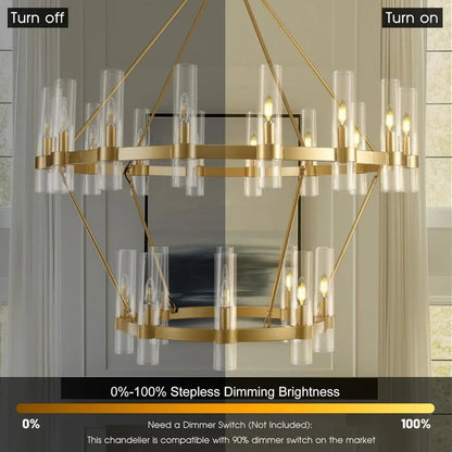 Binna Double Wagon Wheel Chandelier  Seus Lighting