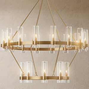 Binna Double Wagon Wheel Chandelier  Seus Lighting