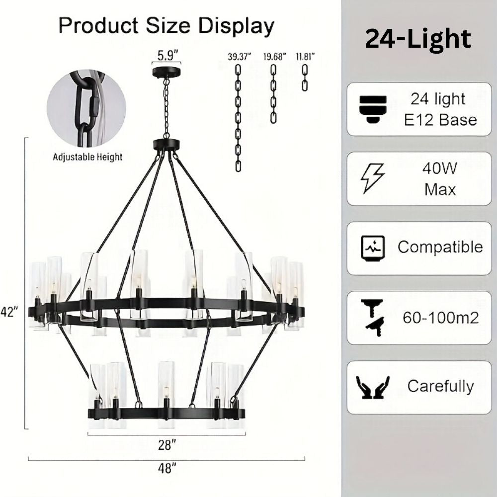Binna Double Wagon Wheel Chandelier  Seus Lighting