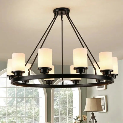 Black Candlestick Rustic Chandelier D90xH65cm Seus Lighting