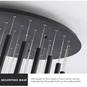 Black Modern Minimalist Stick Chandelier for Staircase  Seus Lighting
