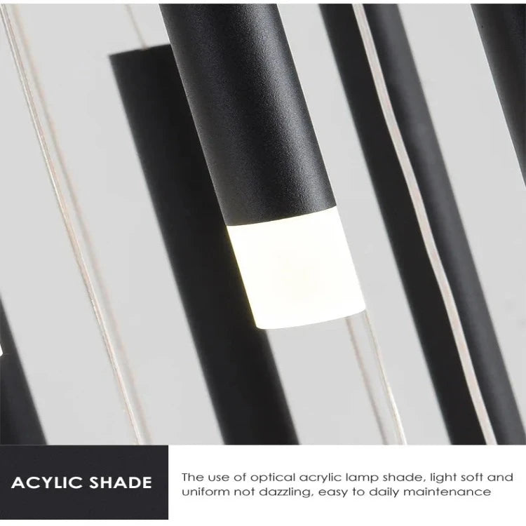 Black Modern Minimalist Stick Chandelier for Staircase  Seus Lighting