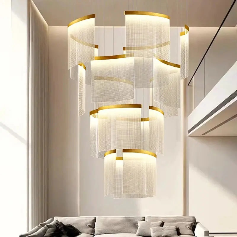 Nordic Ceiling Stair Chandelier Gold/Black  Seus Lighting