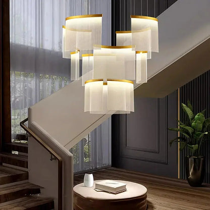 Nordic Ceiling Stair Chandelier Gold/Black  Seus Lighting