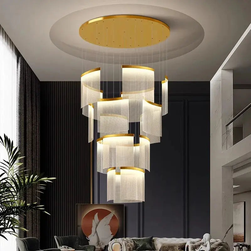 Nordic Ceiling Stair Chandelier Gold/Black  Seus Lighting