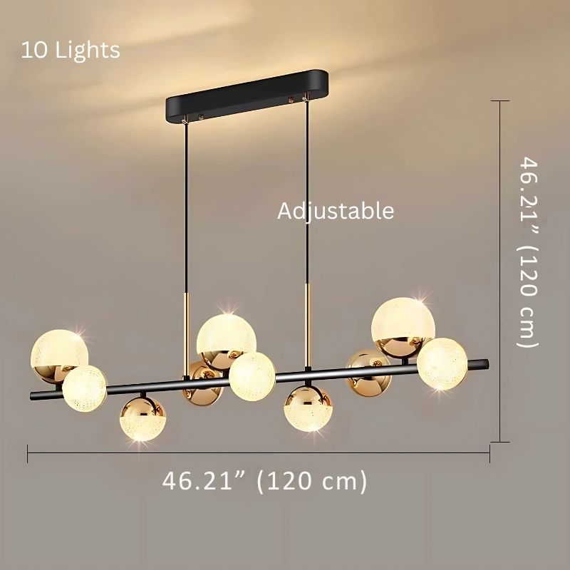 Black and Gold Glass Globe Chandelier 8/10 Light  Seus Lighting