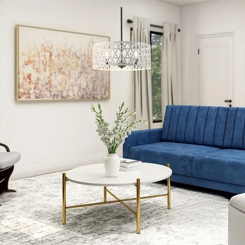 Lámpara de araña de tambor en blanco y negro