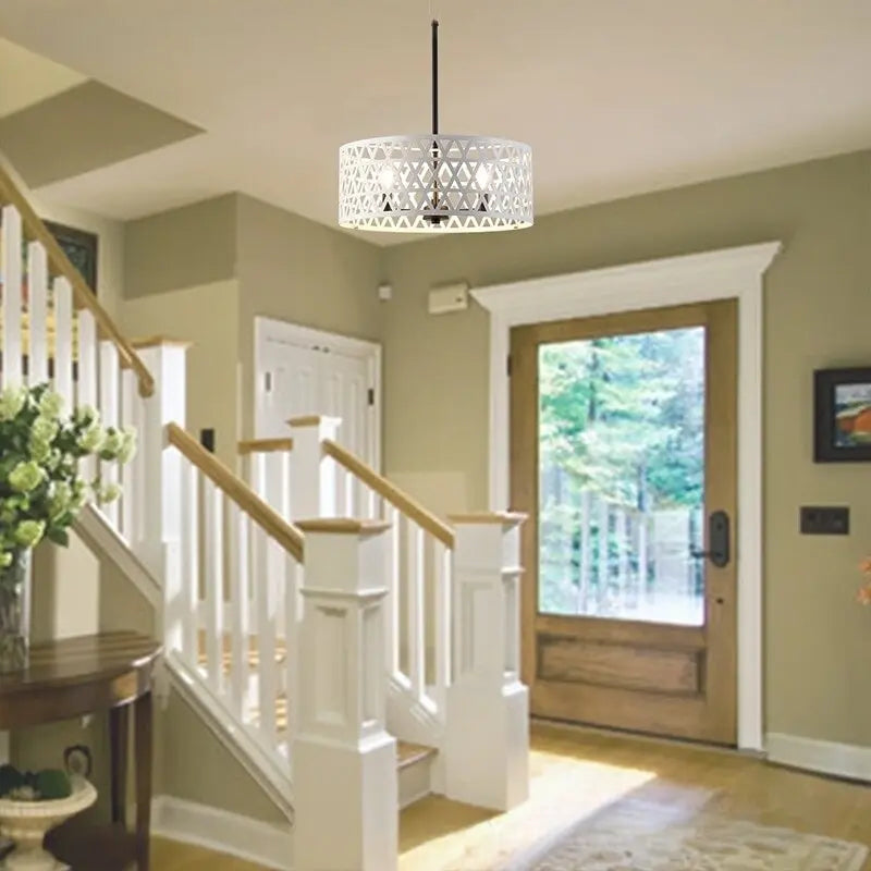 Black and White Drum Chandelier - Alternate View