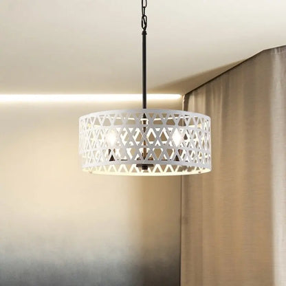 Black and White Drum Chandelier Seus Lighting