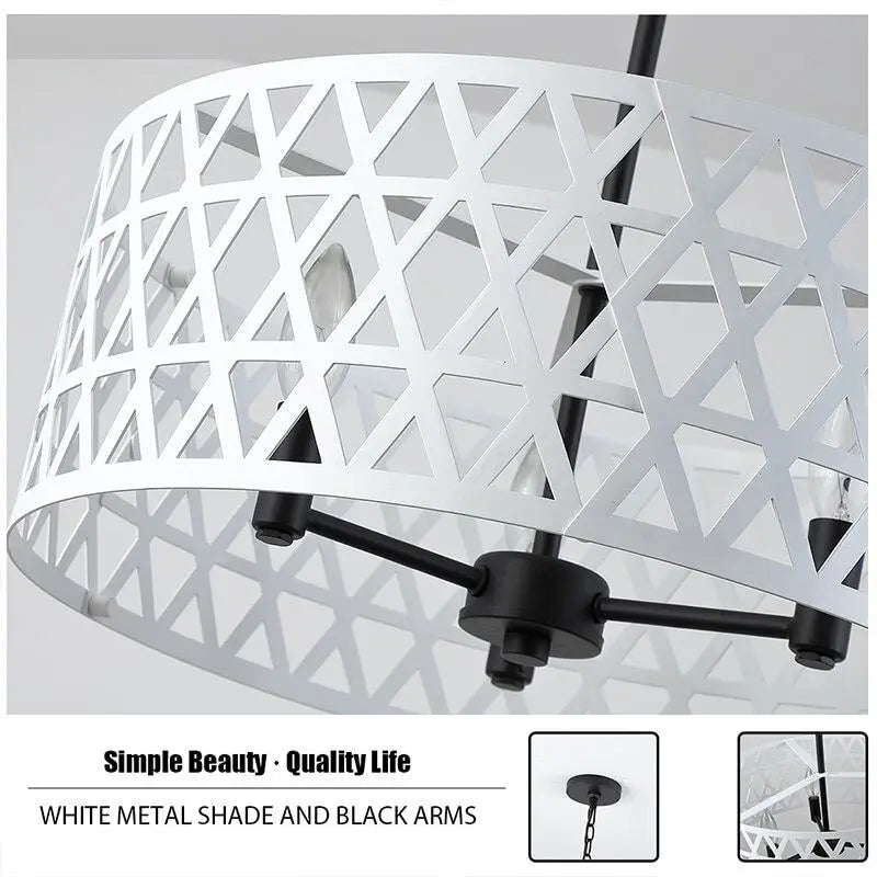 Black and White Drum Chandelier Seus Lighting