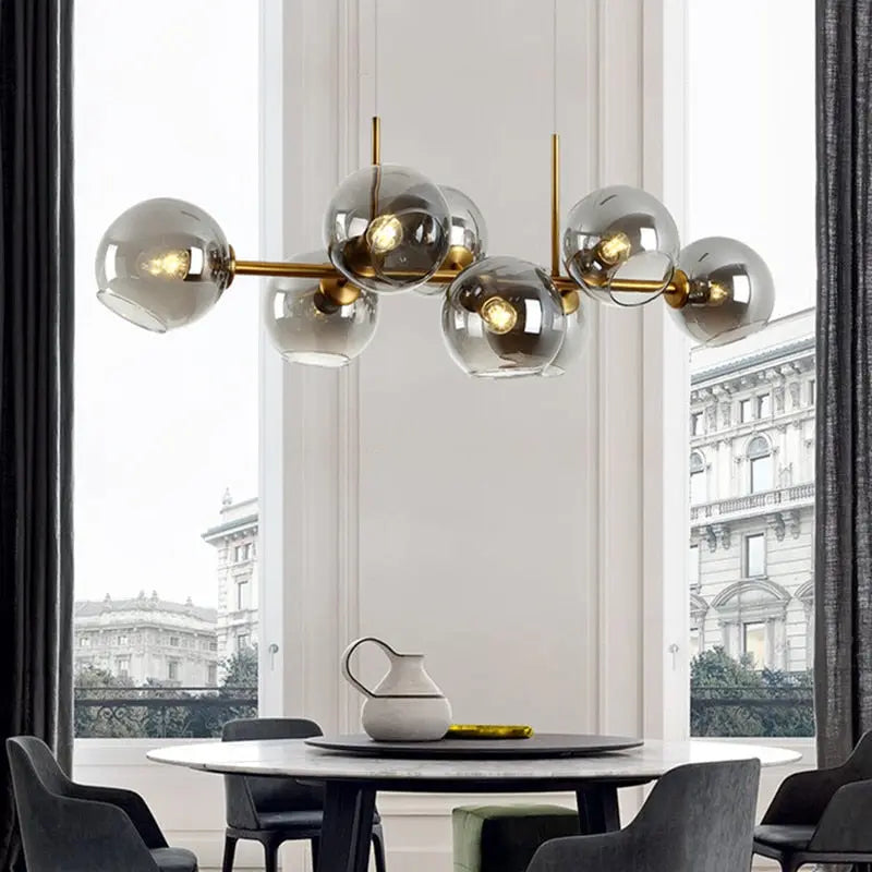 Branching Bubble Chandelier — constellation arrangement of glass bubbles
