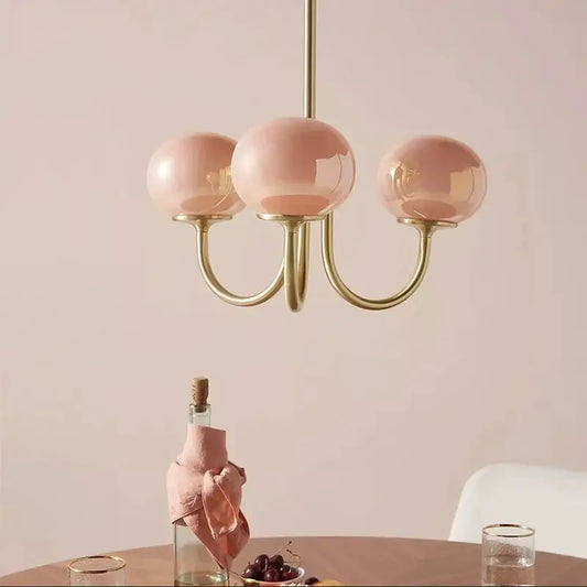 Bubble Pink Glass Marshmallow Chandelier  Seus Lighting