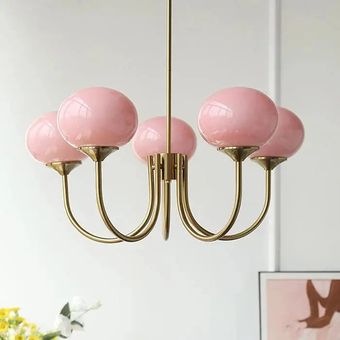 Bubble Pink Glass Marshmallow Chandelier  Seus Lighting