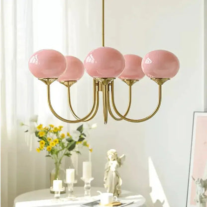 Bubble Pink Glass Marshmallow Chandelier  Seus Lighting