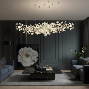 Calla Ginko Leaf Linear Chandelier  Seus Lighting