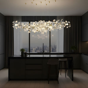 Calla Ginko Leaf Linear Chandelier  Seus Lighting