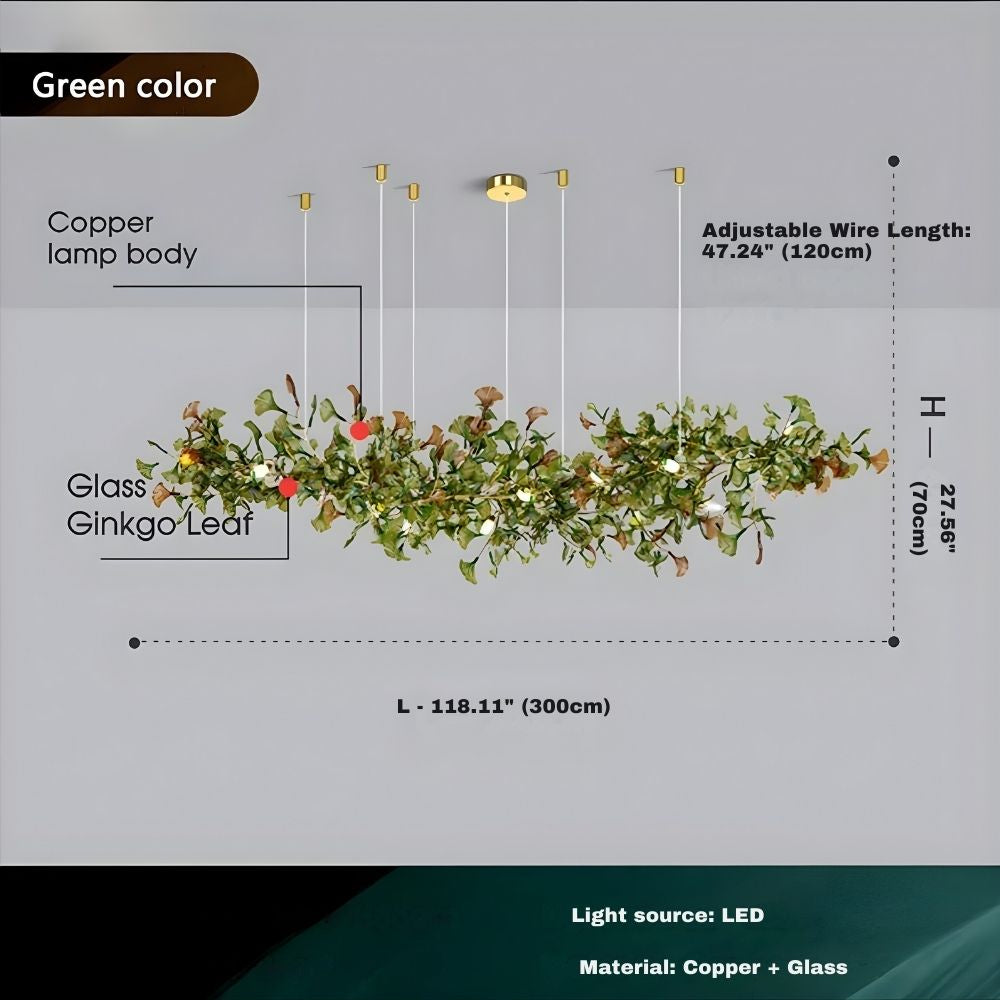 Calla Ginko Leaf Linear Chandelier  Seus Lighting