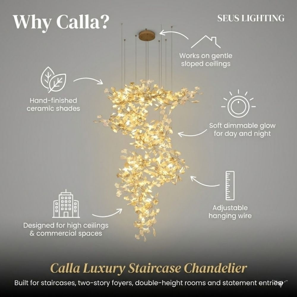 Calla Luxury Staircase Chandelier  Seus Lighting