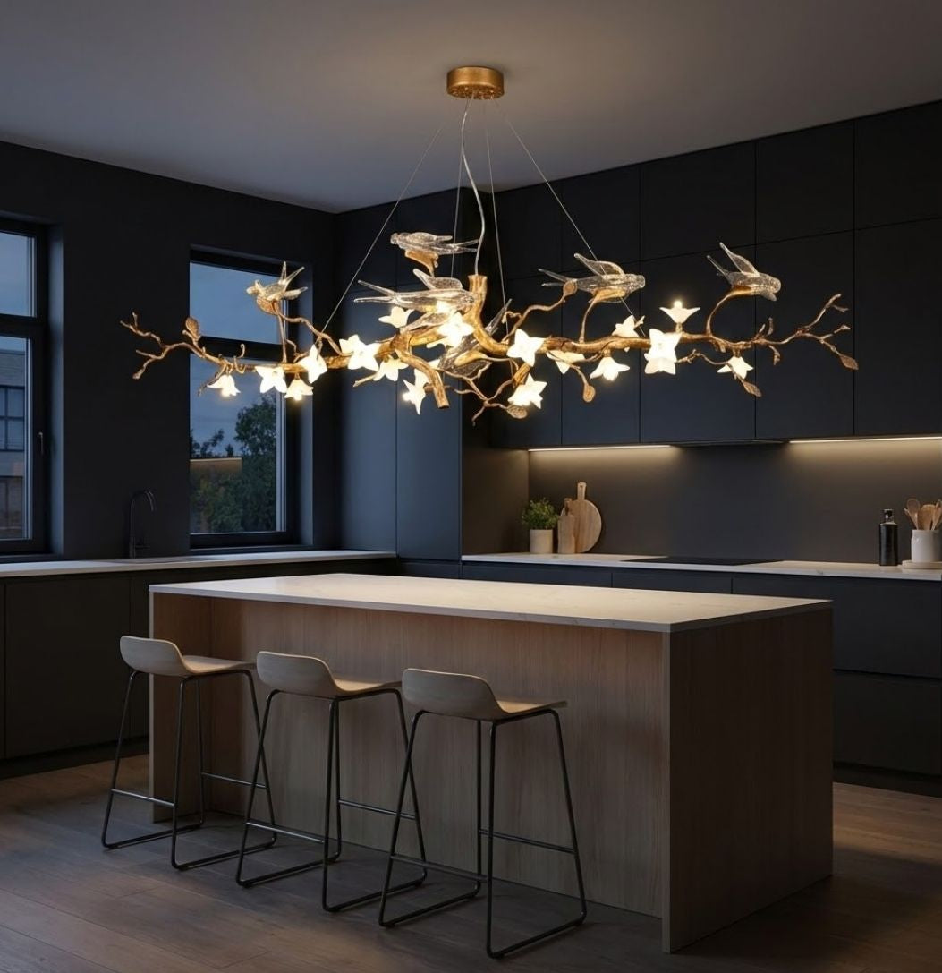 Calyx Bird Branch Chandelier for Dining Room  Seus Lighting