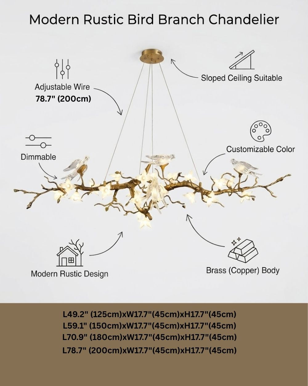 Calyx Bird Branch Chandelier for Dining Room  Seus Lighting