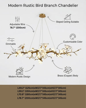 Calyx Bird Branch Chandelier for Dining Room  Seus Lighting