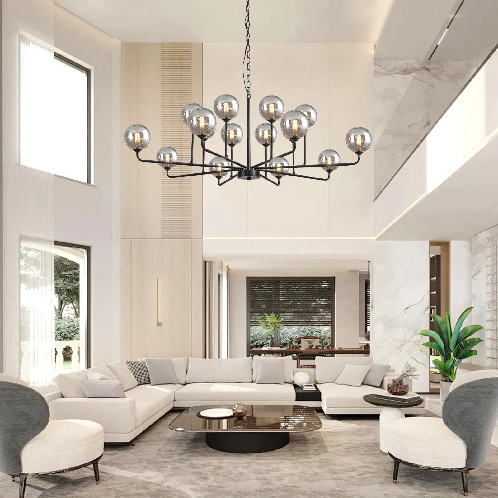 Celta Smoked Glass Sputnik Chandelier  Seus Lighting