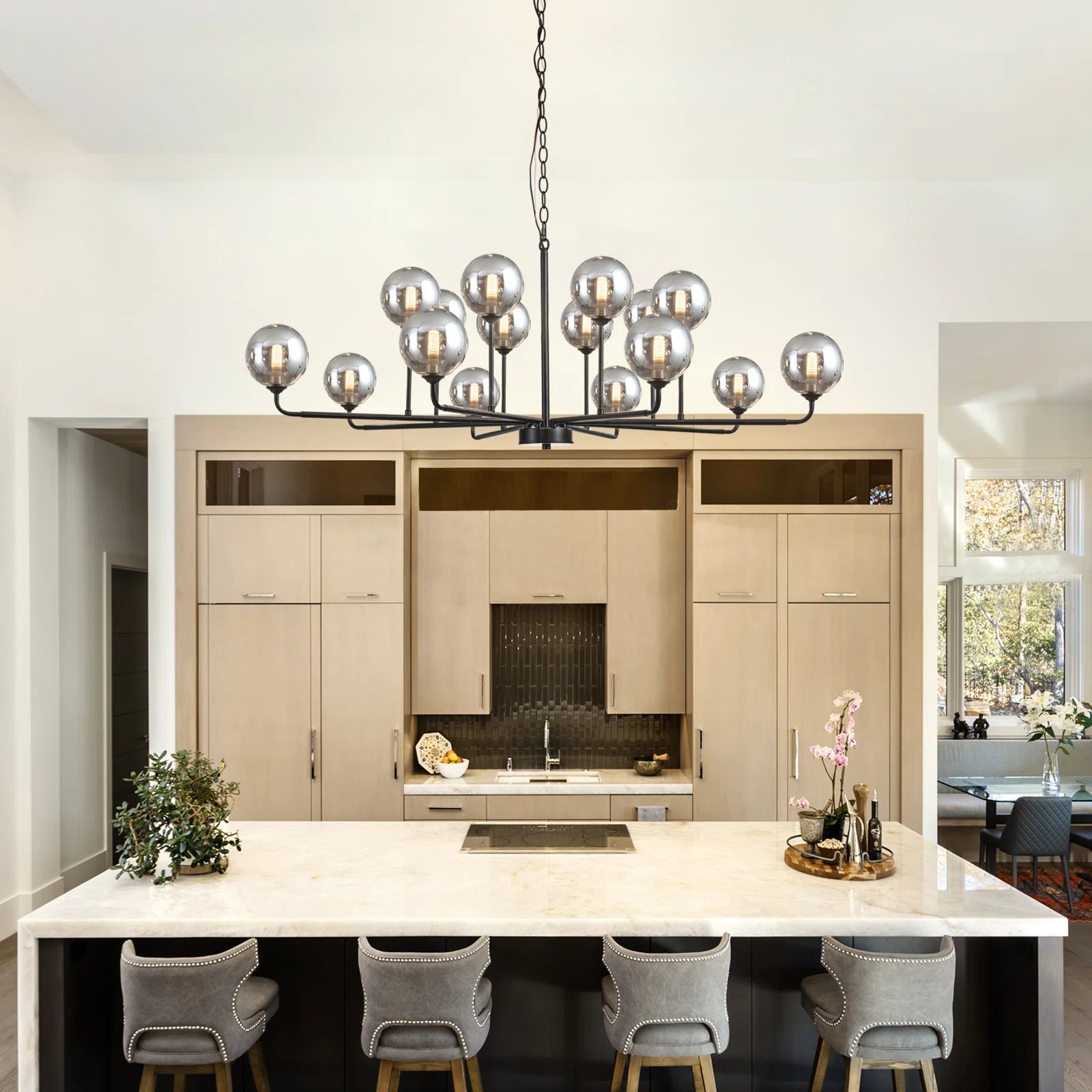 Celta Smoked Glass Sputnik Chandelier  Seus Lighting