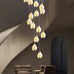 Ceramic Magnolia Staircase Chandelier 6/9/18/36 Lights  Seus Lighting