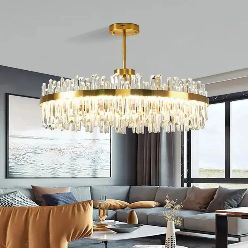 Cesi Foyer Crystal Chandelier Black / Silver / Gold Colours  Seus Lighting
