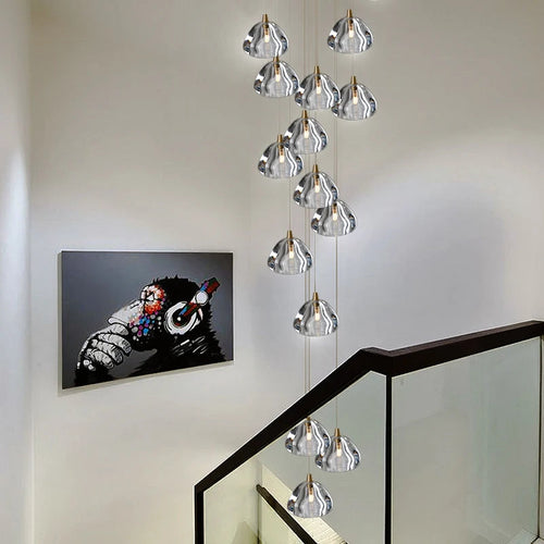 Clear Crystal Bubble Chandelier for high ceiling foyer