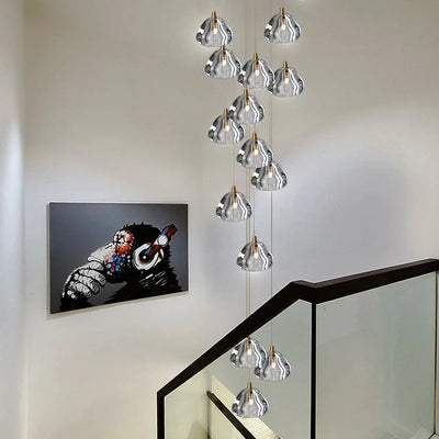 Clear Crystal Bubble Chandelier for a high ceiling foyer