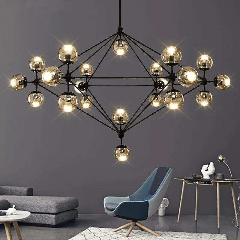Contemporary Black Chandeliers 15-21 Heads