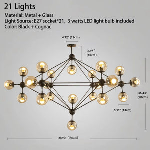 Contemporary Black Chandeliers 15/21 Heads  Seus Lighting