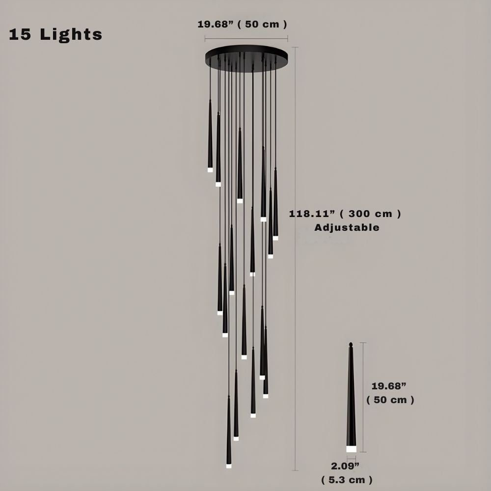 Contemporary Black LED Pendant Light for Stairwell  Seus Lighting