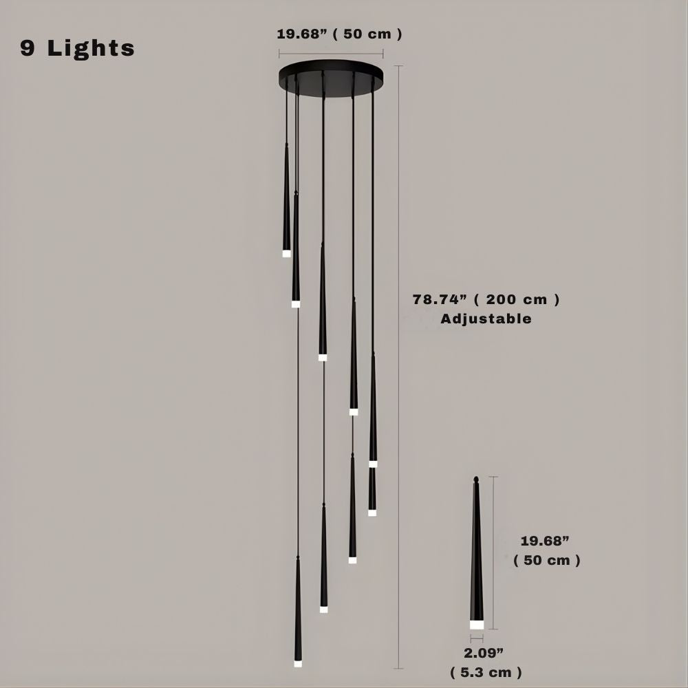 Contemporary Black LED Pendant Light for Stairwell  Seus Lighting