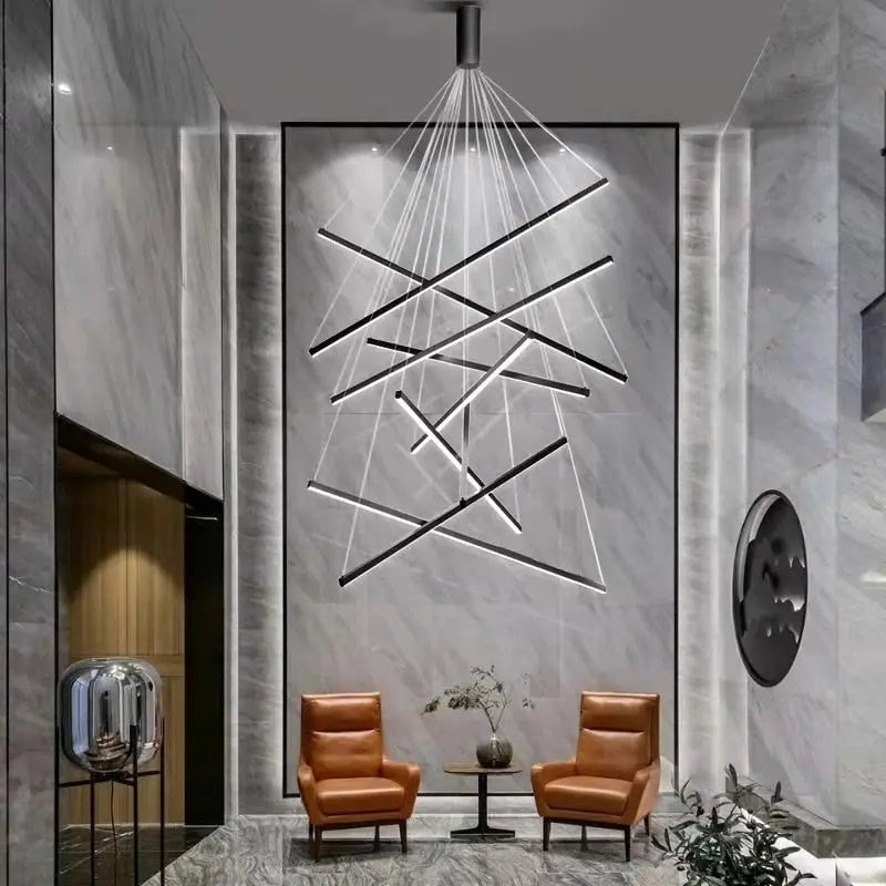 Cora Contemporary Foyer Chandelier — modern aluminum design with adjustable LED