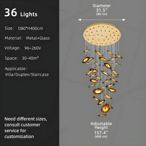 Coren Multi Glass Pendant Chandelier  Seus Lighting