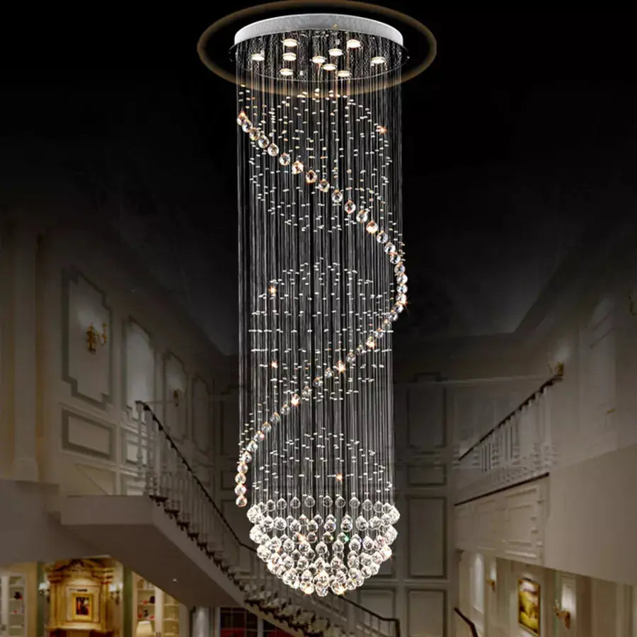Crystal High Ceiling Stairwell Lighting